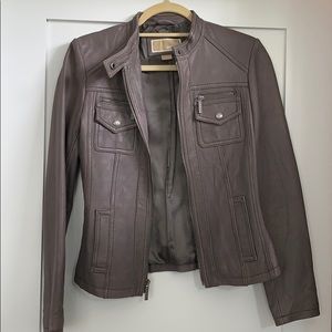 NWOT Michael by Michael Kors Gray LeatherJacket